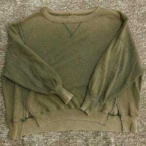 American Eagle Big Hug oversized Waffle Crewneck Sweatshirt